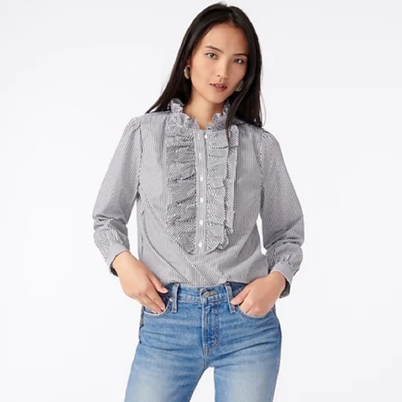🆕 J. Crew Long Sleeve Popover with Ruffle Detail in the Front. NWT - Picture 11 of 11